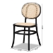 Baxton Studio Garold Mid-Century Modern Brown Woven Rattan and Black Wood 2-Piece Cane Dining Chair Set - BSOC19-Black-Beechwood/Rattan-DC