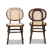 Baxton Studio Garold Mid-Century Modern Brown Woven Rattan and Walnut Brown Wood 2-Piece Cane Dining Chair Set - BSOC19-Walnut-Beechwood/Rattan-DC