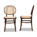 Baxton Studio Garold Mid-Century Modern Brown Woven Rattan and Walnut Brown Wood 2-Piece Cane Dining Chair Set - BSOC19-Walnut-Beechwood/Rattan-DC
