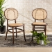 Baxton Studio Garold Mid-Century Modern Brown Woven Rattan and Walnut Brown Wood 2-Piece Cane Dining Chair Set - BSOC19-Walnut-Beechwood/Rattan-DC