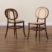 Baxton Studio Garold Mid-Century Modern Brown Woven Rattan and Walnut Brown Wood 2-Piece Cane Dining Chair Set - BSOC19-Walnut-Beechwood/Rattan-DC