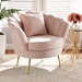 Baxton Studio Garson Glam and Luxe Blush Pink Velvet Fabric Upholstered and Gold Metal Finished Accent Chair - BSODC-02-2-Velvet Light Pink-Chair