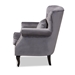 Baxton Studio Fletcher Classic and Traditional Grey Velvet Fabric Upholstered and Dark Brown Finished Wood Armchair - BSOZQ-01-Shiny Velvet Grey-Chair