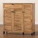 Baxton Studio Coolidge Modern and Contemporary Oak Brown Finished Wood 3-Door Shoe Storage Cabinet with Drawer - BSOFP-05LV-Wotan Oak