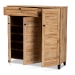 Baxton Studio Coolidge Modern and Contemporary Oak Brown Finished Wood 3-Door Shoe Storage Cabinet with Drawer - BSOFP-05LV-Wotan Oak