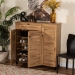 Baxton Studio Coolidge Modern and Contemporary Oak Brown Finished Wood 3-Door Shoe Storage Cabinet with Drawer - BSOFP-05LV-Wotan Oak
