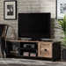 Baxton Studio Connell Modern and Contemporary Industrial Two-Tone Natural Brown and Black Finished Wood and Black Metal 2-Door TV Stand - BSOLOR-001-Natural/Black