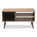 Baxton Studio Yuna Mid-Century Modern Transitional Natural Brown Finished Wood and Black Metal 1-Door Coffee Table - BSOMAG-14-Natural/Black-CT