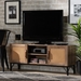 Baxton Studio Veanna Bohemian Natural Brown Finished Wood and Black Metal 2-Door TV Stand with Synthetic Rattan - BSORAT-001-Natural/Black