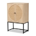Baxton Studio Ardon Bohemian Light Brown Finished Wood and Black Metal 2-Door Storage Cabinet with Natural Rattan