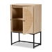 Baxton Studio Ardon Bohemian Light Brown Finished Wood and Black Metal 2-Door Storage Cabinet with Natural Rattan - BSOMUS-003-Natural/Black