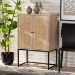 Baxton Studio Ardon Bohemian Light Brown Finished Wood and Black Metal 2-Door Storage Cabinet with Natural Rattan - BSOMUS-003-Natural/Black