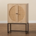 Baxton Studio Ardon Bohemian Light Brown Finished Wood and Black Metal 2-Door Storage Cabinet with Natural Rattan - BSOMUS-003-Natural/Black