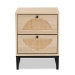 Baxton Studio Ardon Bohemian Light Brown Finished Wood and Black Metal 2-Drawer End Table with Natural Rattan - BSOMUS-005-Natural/Black