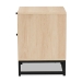 Baxton Studio Ardon Bohemian Light Brown Finished Wood and Black Metal 2-Drawer End Table with Natural Rattan - BSOMUS-005-Natural/Black