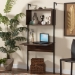 Baxton Studio Fariat Modern Industrial Walnut Brown Finished Wood and Black Metal Display Shelf with Desk - BSOBRO-003