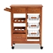 Baxton Studio Crayton Modern and Contemporary Oak Brown Finished Wood and Silver-Tone Metal Mobile Kitchen Storage Cart - BSOLYA20-048-Wooden-Kitchen Cart