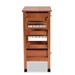 Baxton Studio Crayton Modern and Contemporary Oak Brown Finished Wood and Silver-Tone Metal Mobile Kitchen Storage Cart - BSOLYA20-048-Wooden-Kitchen Cart