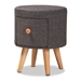 Baxton Studio Rocco Modern Transitional Dark Grey Fabric Upholstered and Oak Brown Finished Wood 1-Drawer Ottoman Stool