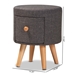 Baxton Studio Rocco Modern Transitional Dark Grey Fabric Upholstered and Oak Brown Finished Wood 1-Drawer Ottoman Stool - BSO11A-121DG-Dark Grey-Stool