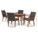 Baxton Studio Theresa Mid-Century Modern Dark Grey Fabric Upholstered and Walnut Brown Finished Wood 5-Piece Dining Set - BSOBBT5390-Dark Grey/Walnut-5PC Dining Set