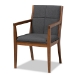 Baxton Studio Theresa Mid-Century Modern Dark Grey Fabric Upholstered and Walnut Brown Finished Wood 5-Piece Dining Set - BSOBBT5390-Dark Grey/Walnut-5PC Dining Set