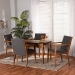 Baxton Studio Theresa Mid-Century Modern Dark Grey Fabric Upholstered and Walnut Brown Finished Wood 5-Piece Dining Set - BSOBBT5390-Dark Grey/Walnut-5PC Dining Set