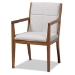 Baxton Studio Theresa Mid-Century Modern Greyish Beige Fabric Upholstered and Walnut Brown Finished Wood 5-Piece Dining Set - BSOBBT5390-Greyish Beige/Walnut-5PC Dining Set