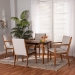 Baxton Studio Theresa Mid-Century Modern Greyish Beige Fabric Upholstered and Walnut Brown Finished Wood 5-Piece Dining Set - BSOBBT5390-Greyish Beige/Walnut-5PC Dining Set