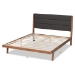 Baxton Studio Jarlan Modern and Contemporary Transitional Charcoal Fabric Upholstered and Walnut Brown Finished Wood King Size Platform Bed - BSOMG0078S-Charcoal/Walnut-King