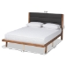 Baxton Studio Jarlan Modern and Contemporary Transitional Charcoal Fabric Upholstered and Walnut Brown Finished Wood King Size Platform Bed - BSOMG0078S-Charcoal/Walnut-King