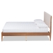 Baxton Studio Lenora Mid-Century Modern Beige Fabric Upholstered and Walnut Brown Finished Wood Full Size Platform Bed - BSOMG0077S-Beige/Walnut-Full