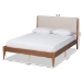 Baxton Studio Lenora Mid-Century Modern Beige Fabric Upholstered and Walnut Brown Finished Wood Full Size Platform Bed - BSOMG0077S-Beige/Walnut-Full