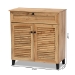 Baxton Studio Coolidge Modern and Contemporary Oak Brown Finished Wood 1-Drawer Shoe Storage Cabinet - BSOFP-02LV-Wotan Oak