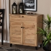 Baxton Studio Coolidge Modern and Contemporary Oak Brown Finished Wood 1-Drawer Shoe Storage Cabinet - BSOFP-02LV-Wotan Oak