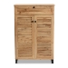 Baxton Studio Coolidge Modern and Contemporary Oak Brown Finished Wood 5-Shelf Shoe Storage Cabinet - BSOFP-03LV-Wotan Oak