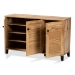 Baxton Studio Coolidge Modern and Contemporary Oak Brown Finished Wood 3-Door Shoe Storage Cabinet - BSOFP-04LV-Wotan Oak