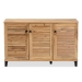 Baxton Studio Coolidge Modern and Contemporary Oak Brown Finished Wood 3-Door Shoe Storage Cabinet - BSOFP-04LV-Wotan Oak
