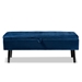 Baxton Studio Caine Modern and Contemporary Navy Blue Velvet Fabric Upholstered and Dark Brown Finished Wood Storage Bench - BSOFZD020108-Navy Blue Velvet-Bench