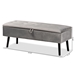 Baxton Studio Caine Modern and Contemporary Grey Velvet Fabric Upholstered and Dark Brown Finished Wood Storage Bench - BSOFZD020108-Grey Velvet-Bench