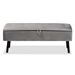 Baxton Studio Caine Modern and Contemporary Grey Velvet Fabric Upholstered and Dark Brown Finished Wood Storage Bench - BSOFZD020108-Grey Velvet-Bench