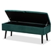 Baxton Studio Caine Modern and Contemporary Green Velvet Fabric Upholstered and Dark Brown Finished Wood Storage Bench - BSOFZD020108-Green Velvet-Bench