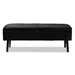 Baxton Studio Caine Modern and Contemporary Black Velvet Fabric Upholstered and Dark Brown Finished Wood Storage Bench - BSOFZD020108-Black Velvet-Bench