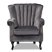 Baxton Studio Relena Classic and Traditional Grey Velvet Fabric Upholstered and Dark Brown Finished Wood Armchair - BSO904-Shiny Velvet Grey-Chair