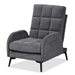 Baxton Studio Belden Modern and Contemporary Grey Velvet Fabric Upholstered and Black Metal 2-Piece Recliner Chair and Ottoman Set - BSOT-3-Velvet Grey-Chair/Footstool Set