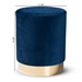 Baxton Studio Chaela Contemporary Glam and Luxe Navy Blue Velvet Fabric Upholstered and Gold Finished Metal Ottoman - BSOFZD020219-Navy Blue Velvet-Ottoman