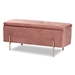 Baxton Studio Rockwell Contemporary Glam and Luxe Blush Pink Velvet Fabric Upholstered and Gold Finished Metal Storage Bench