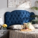 Baxton Studio Clovis Modern and Contemporary Navy Blue Velvet Fabric Upholstered Queen Size Headboard - BSOClovis-Navy Blue Velvet-HB-Queen