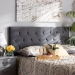 Baxton Studio Felix Modern and Contemporary Grey Velvet Fabric Upholstered Queen Size Headboard - BSOFelix-Grey Velvet-HB-Queen