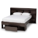 Baxton Studio Dexton Modern and Contemporary Dark Brown Finished Wood Queen Size Platform Storage Bed - BSOSEBED13031026-Modi Wenge-Queen